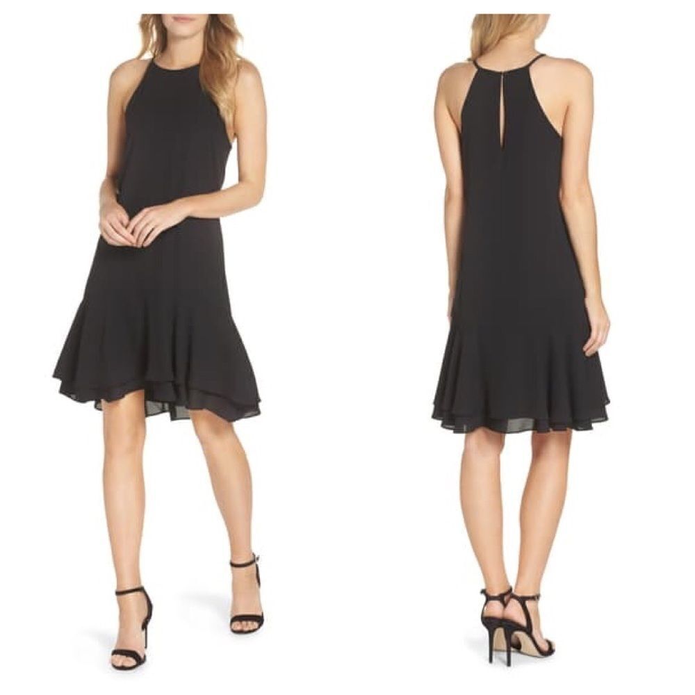 Charles Henry Black Tiered Shift Dress Size Large